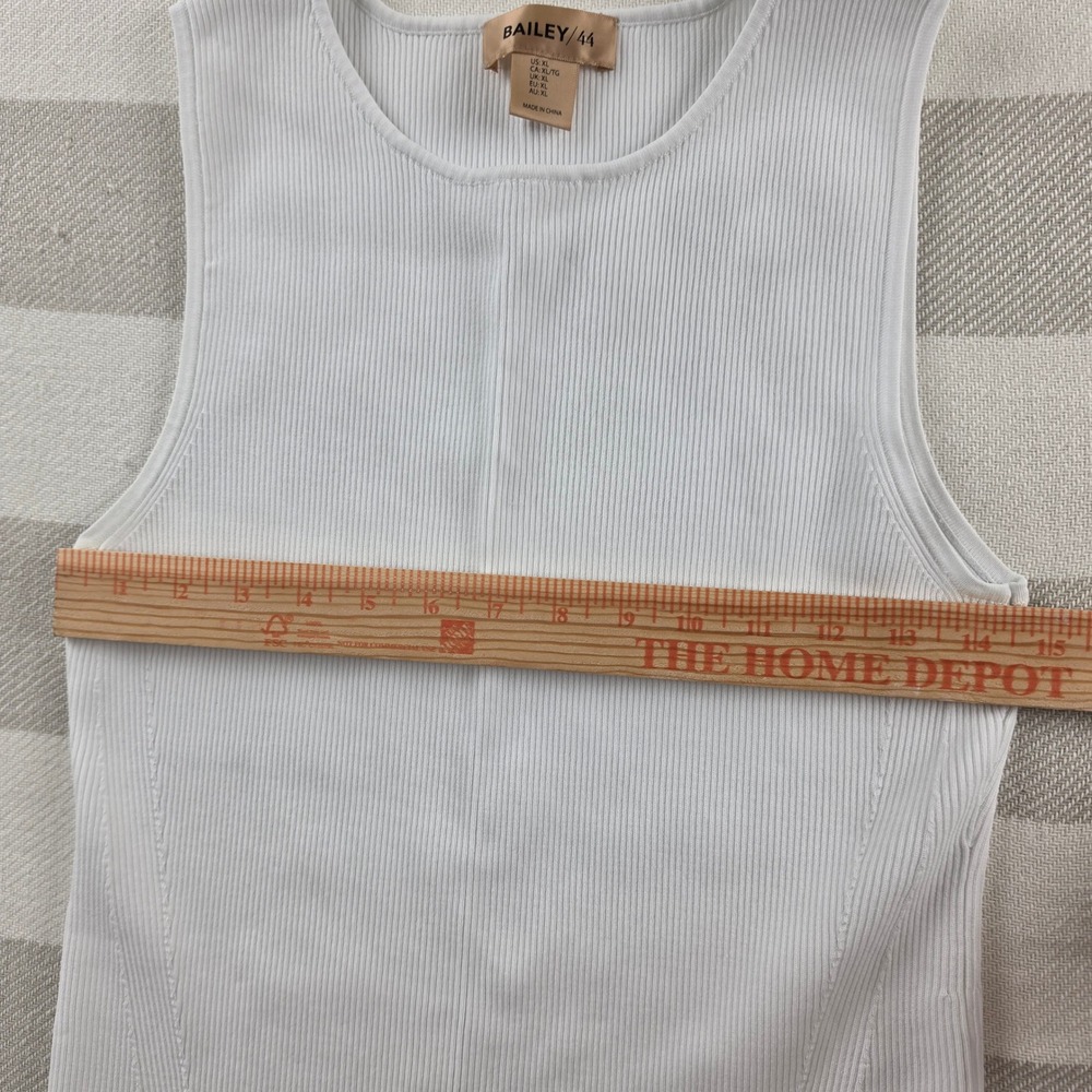 Bailey 44 Ribbed Knit Tank Top Womens XL White Excellent Sleeveless Crew Neck - Picture 6 of 6